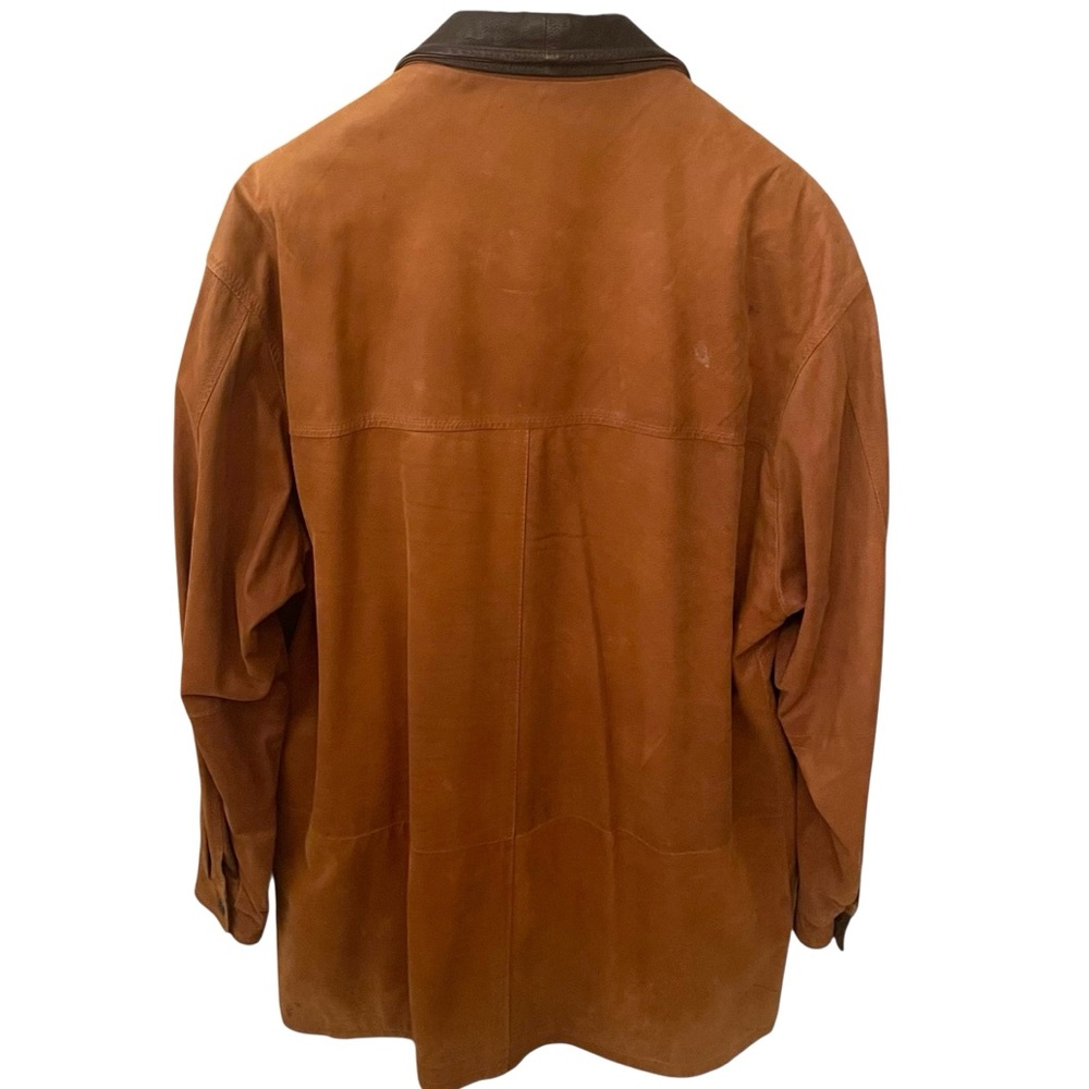 Johnston & Murphy Leather Field Coat Jacket Mens Size 42 Brown Lambskin Two Tone - Picture 5 of 16